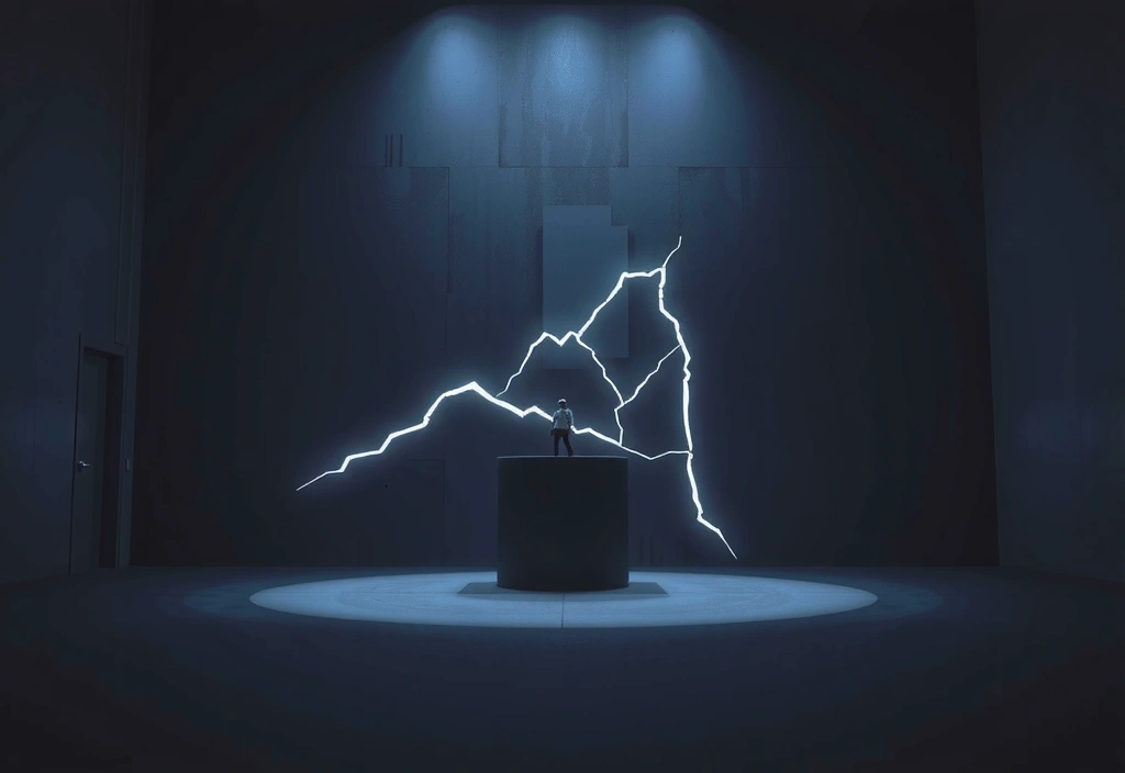 A safe game environment showing a glowing crack and a moving platform.